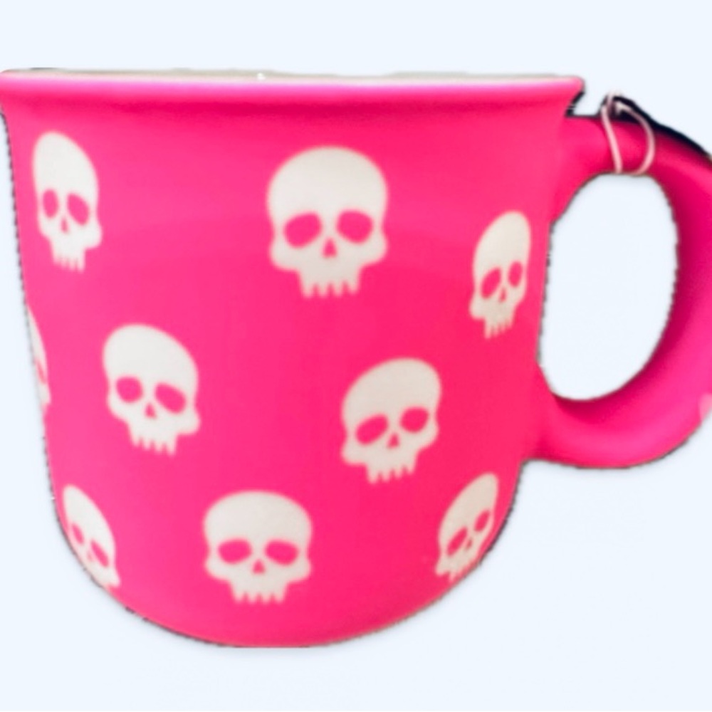 Hot pink mug with skull faces-New soft touch feel